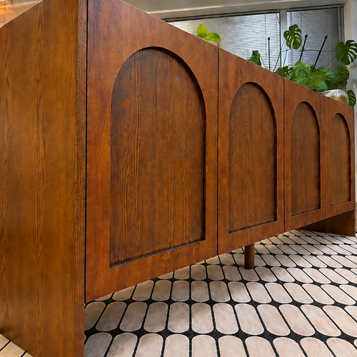 Mid century modern arched - 63", mid-century