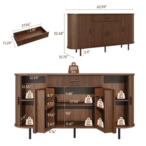 Inch fluted sideboard - inch,